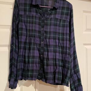 Hollister Purple and Black Plaid Shirt